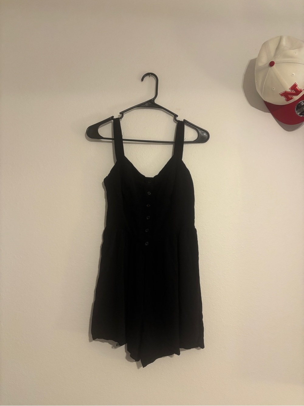 Black Sleeveless Button-Front Summer romper Dress